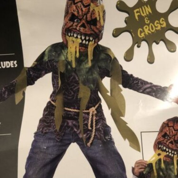Rotten Pumpkin 5 Piece Child Halloween Costume Boys Large (10-12) Nwt Black - Picture 7 of 7